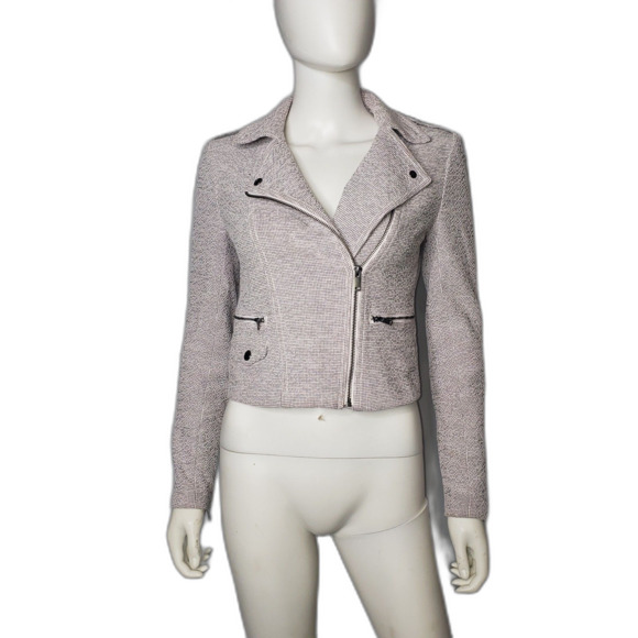 Banana Republic Jackets & Blazers - Banana Republic Cropped White Black Moto Jacket Womens Size 2